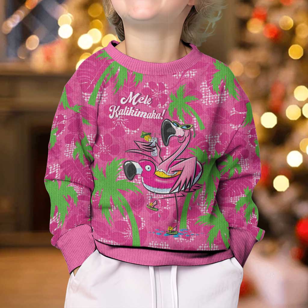 Aloha Hawaii Christmas Kid Ugly Christmas Sweater Mele Kalikimaka Chill Flamingo Palaka Quilt Motifs LT14 - Polynesian Pride