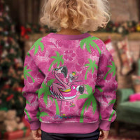 Aloha Hawaii Christmas Kid Ugly Christmas Sweater Mele Kalikimaka Chill Flamingo Palaka Quilt Motifs LT14 - Polynesian Pride