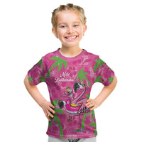Aloha Hawaii Christmas Kid T Shirt Mele Kalikimaka Chill Flamingo Palaka Quilt Motifs LT14 Pink - Polynesian Pride