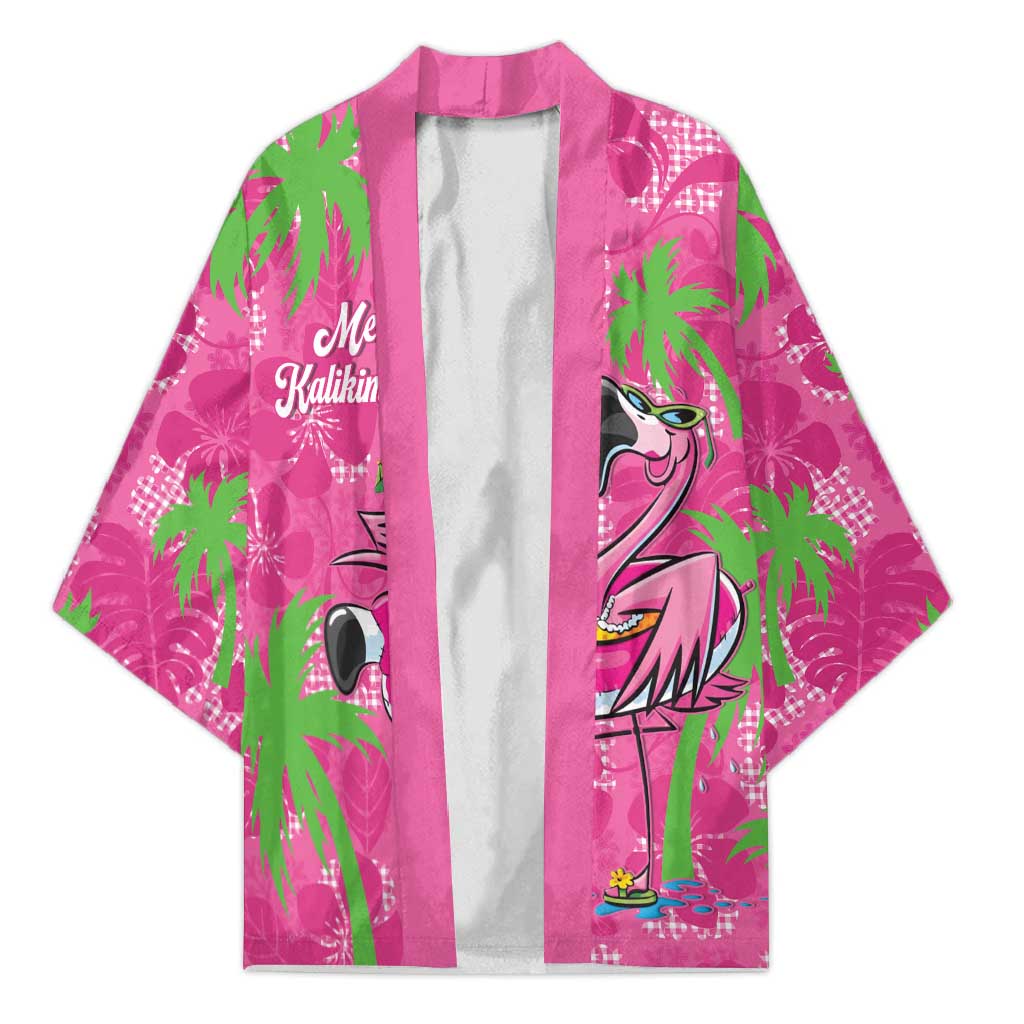 Aloha Hawaii Christmas Kimono Mele Kalikimaka Chill Flamingo Palaka Quilt Motifs LT14 Unisex Pink - Polynesian Pride