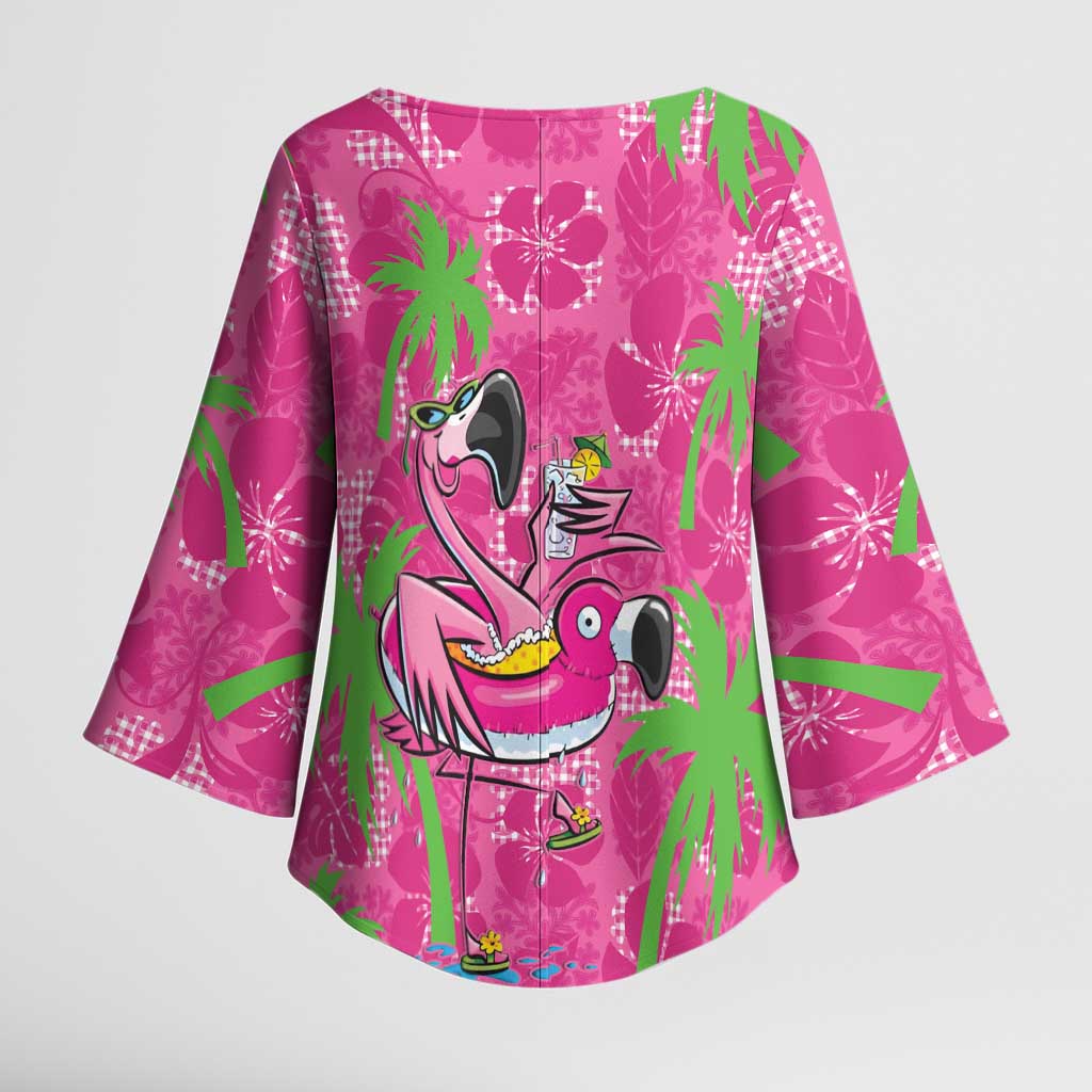Aloha Hawaii Christmas Kimono Sleeve Blouse Mele Kalikimaka Chill Flamingo Palaka Quilt Motifs LT14 - Polynesian Pride