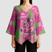 Aloha Hawaii Christmas Kimono Sleeve Blouse Mele Kalikimaka Chill Flamingo Palaka Quilt Motifs LT14 - Polynesian Pride