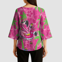 Aloha Hawaii Christmas Kimono Sleeve Blouse Mele Kalikimaka Chill Flamingo Palaka Quilt Motifs LT14 - Polynesian Pride