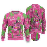 Aloha Hawaii Christmas Ugly Christmas Sweater Mele Kalikimaka Chill Flamingo Palaka Quilt Motifs LT14 Pink - Polynesian Pride