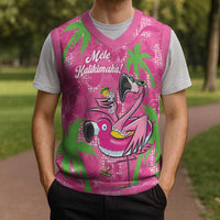 Aloha Hawaii Christmas Knitted V-Neck Vest Mele Kalikimaka Chill Flamingo Palaka Quilt Motifs LT14 - Polynesian Pride