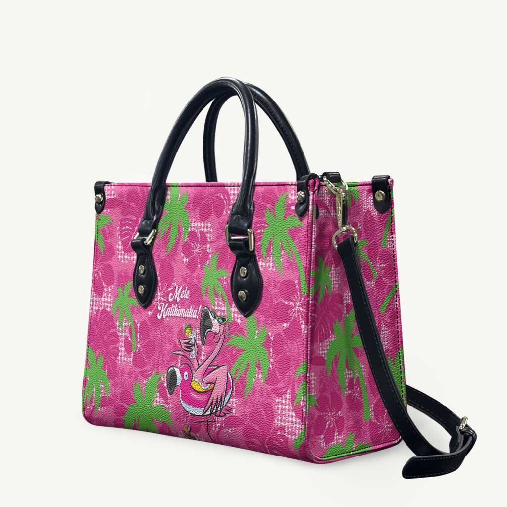 Aloha Hawaii Christmas Leather Bag Mele Kalikimaka Chill Flamingo Palaka Quilt Motifs LT14 Pink - Polynesian Pride