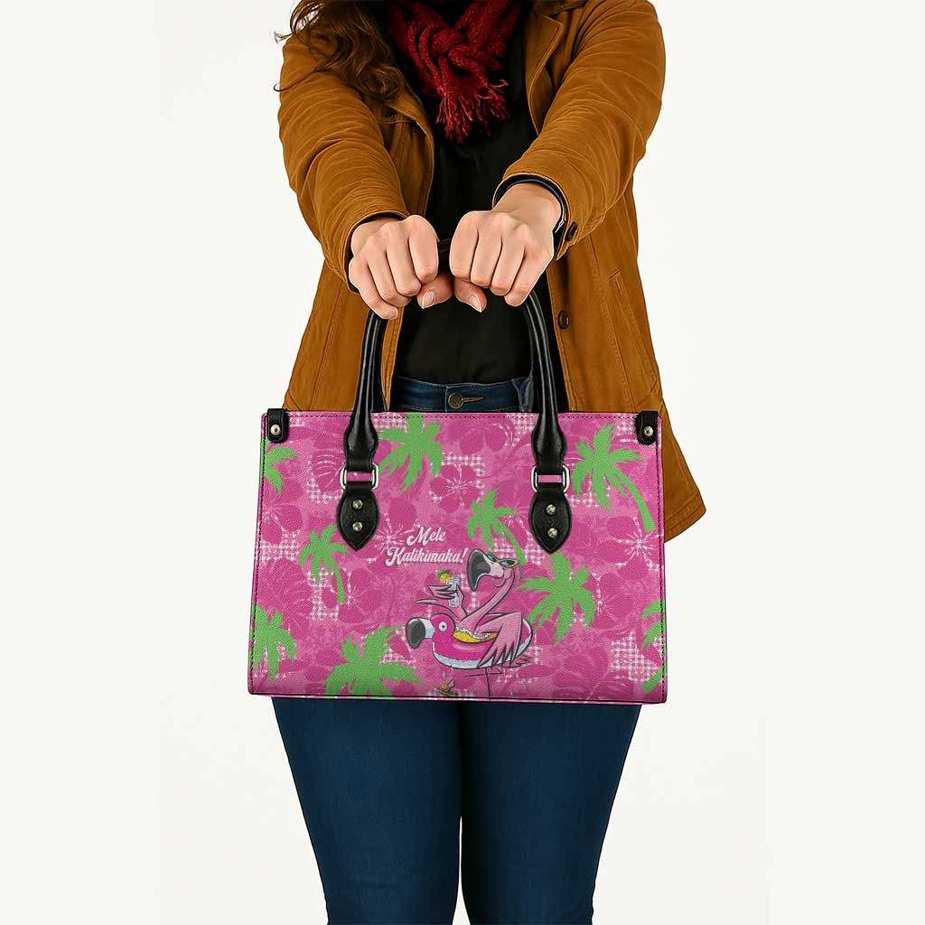 Aloha Hawaii Christmas Leather Bag Mele Kalikimaka Chill Flamingo Palaka Quilt Motifs LT14 - Polynesian Pride