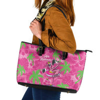 Aloha Hawaii Christmas Leather Tote Bag Mele Kalikimaka Chill Flamingo Palaka Quilt Motifs LT14 Pink - Polynesian Pride