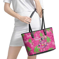 Aloha Hawaii Christmas Leather Tote Bag Mele Kalikimaka Chill Flamingo Palaka Quilt Motifs LT14 - Polynesian Pride