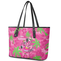 Aloha Hawaii Christmas Leather Tote Bag Mele Kalikimaka Chill Flamingo Palaka Quilt Motifs LT14 - Polynesian Pride