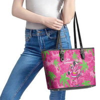 Aloha Hawaii Christmas Leather Tote Bag Mele Kalikimaka Chill Flamingo Palaka Quilt Motifs LT14 - Polynesian Pride