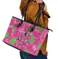 Aloha Hawaii Christmas Leather Tote Bag Mele Kalikimaka Chill Flamingo Palaka Quilt Motifs LT14 - Polynesian Pride