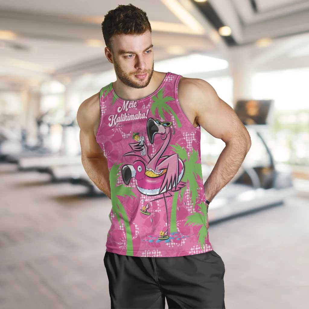 Aloha Hawaii Christmas Men Tank Top Mele Kalikimaka Chill Flamingo Palaka Quilt Motifs LT14 Pink - Polynesian Pride