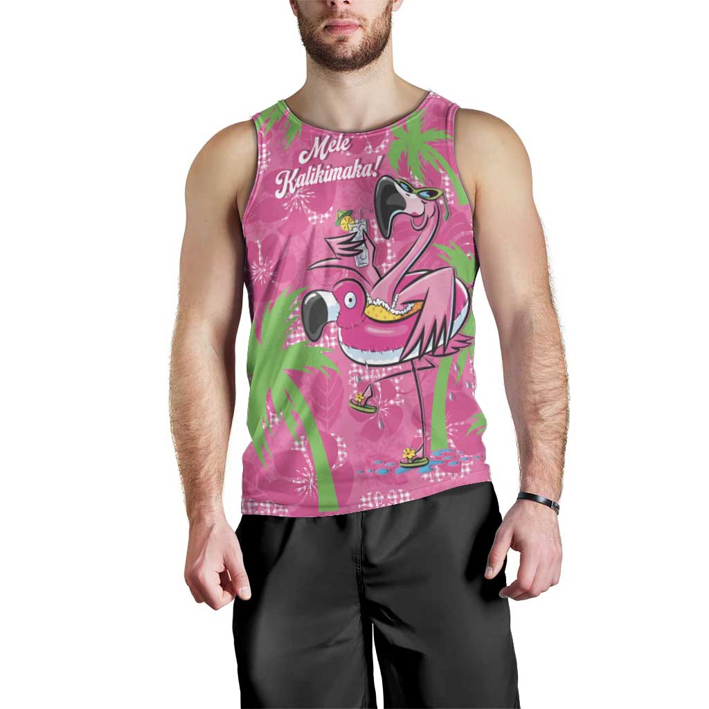 Aloha Hawaii Christmas Men Tank Top Mele Kalikimaka Chill Flamingo Palaka Quilt Motifs LT14 - Polynesian Pride