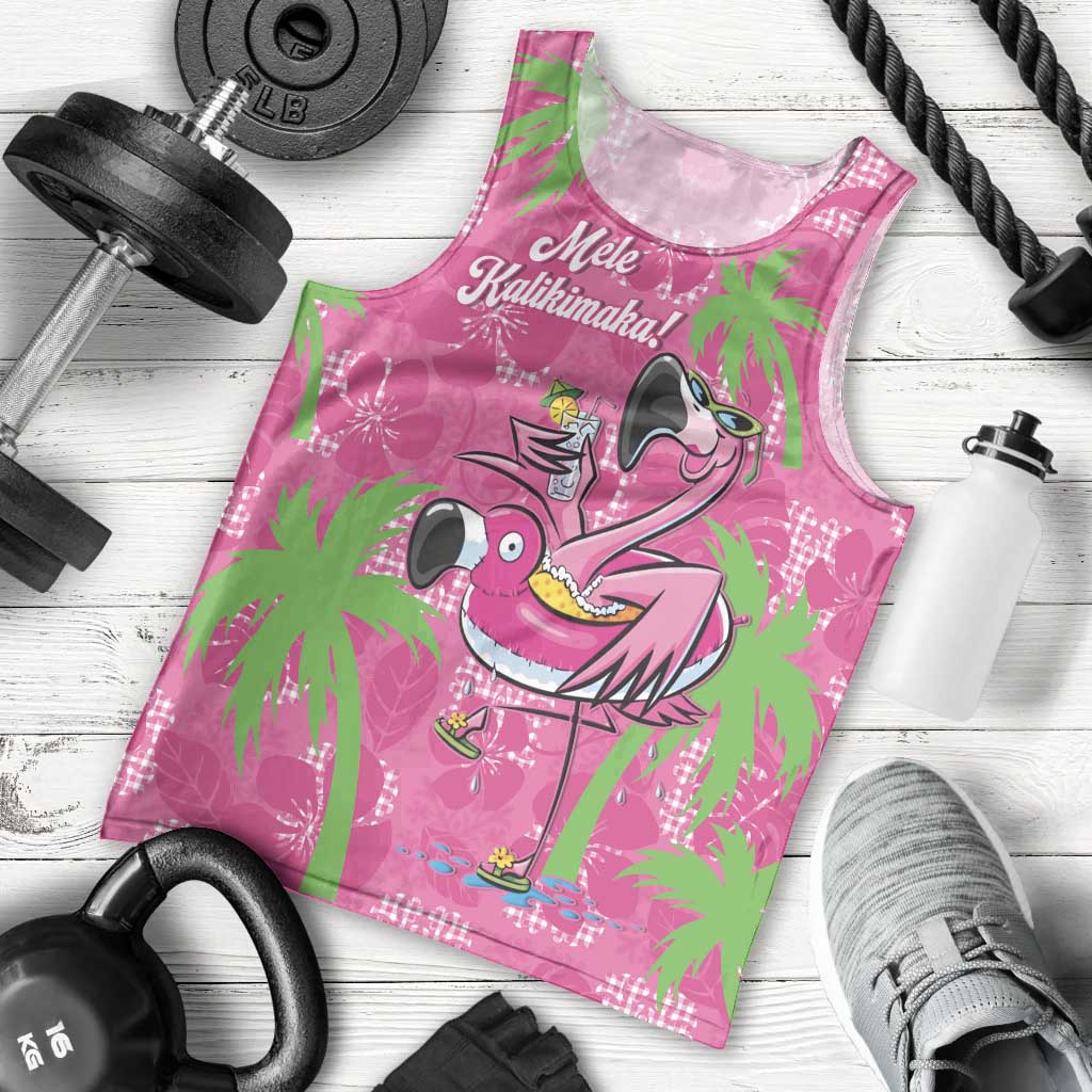 Aloha Hawaii Christmas Men Tank Top Mele Kalikimaka Chill Flamingo Palaka Quilt Motifs LT14 - Polynesian Pride