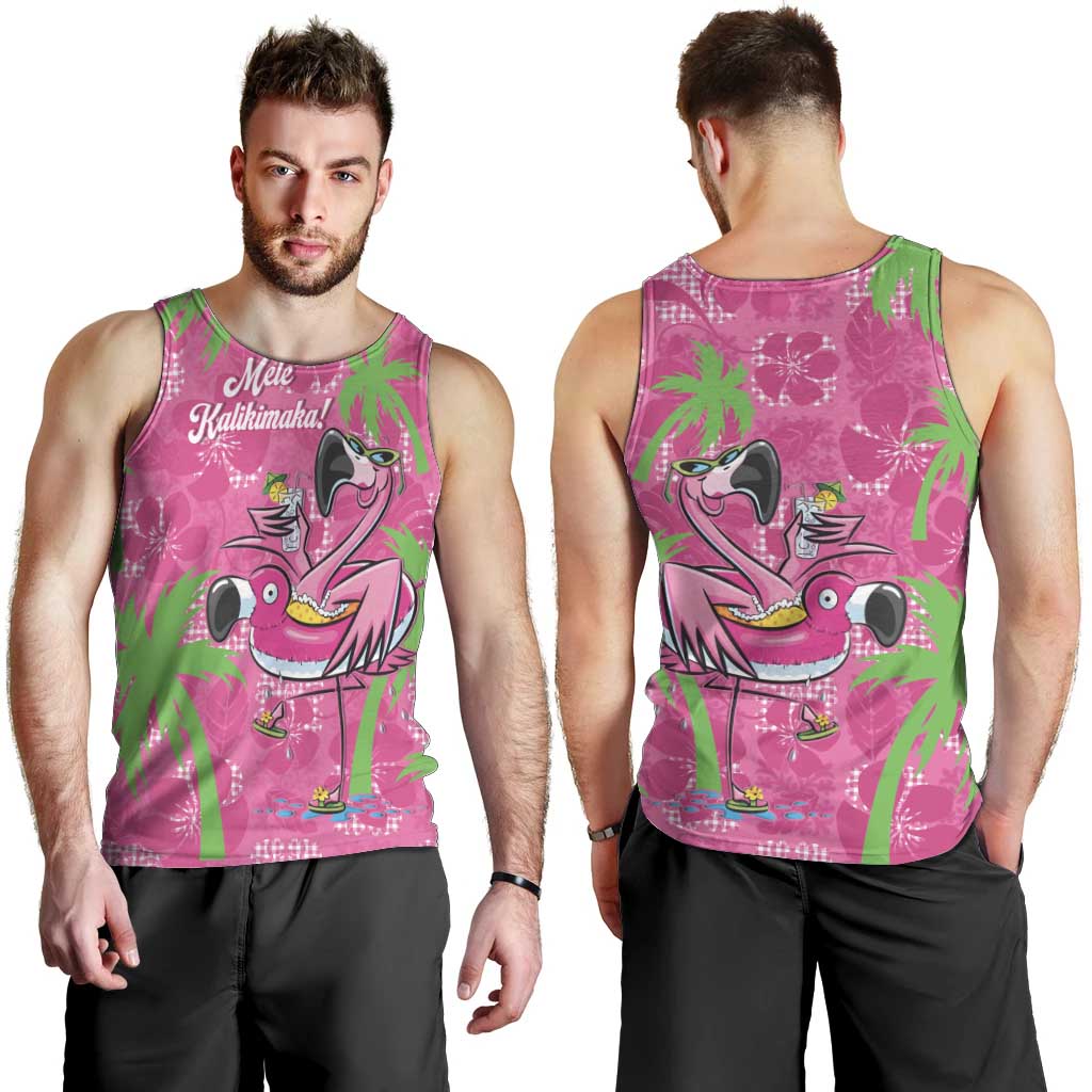 Aloha Hawaii Christmas Men Tank Top Mele Kalikimaka Chill Flamingo Palaka Quilt Motifs LT14 - Polynesian Pride