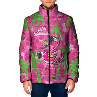 Aloha Hawaii Christmas Padded Jacket Mele Kalikimaka Chill Flamingo Palaka Quilt Motifs LT14 Men Pink - Polynesian Pride