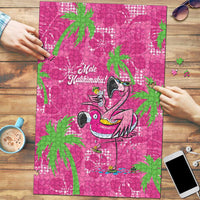 Aloha Hawaii Christmas Puzzle Mele Kalikimaka Chill Flamingo Palaka Quilt Motifs LT14 Pink - Polynesian Pride