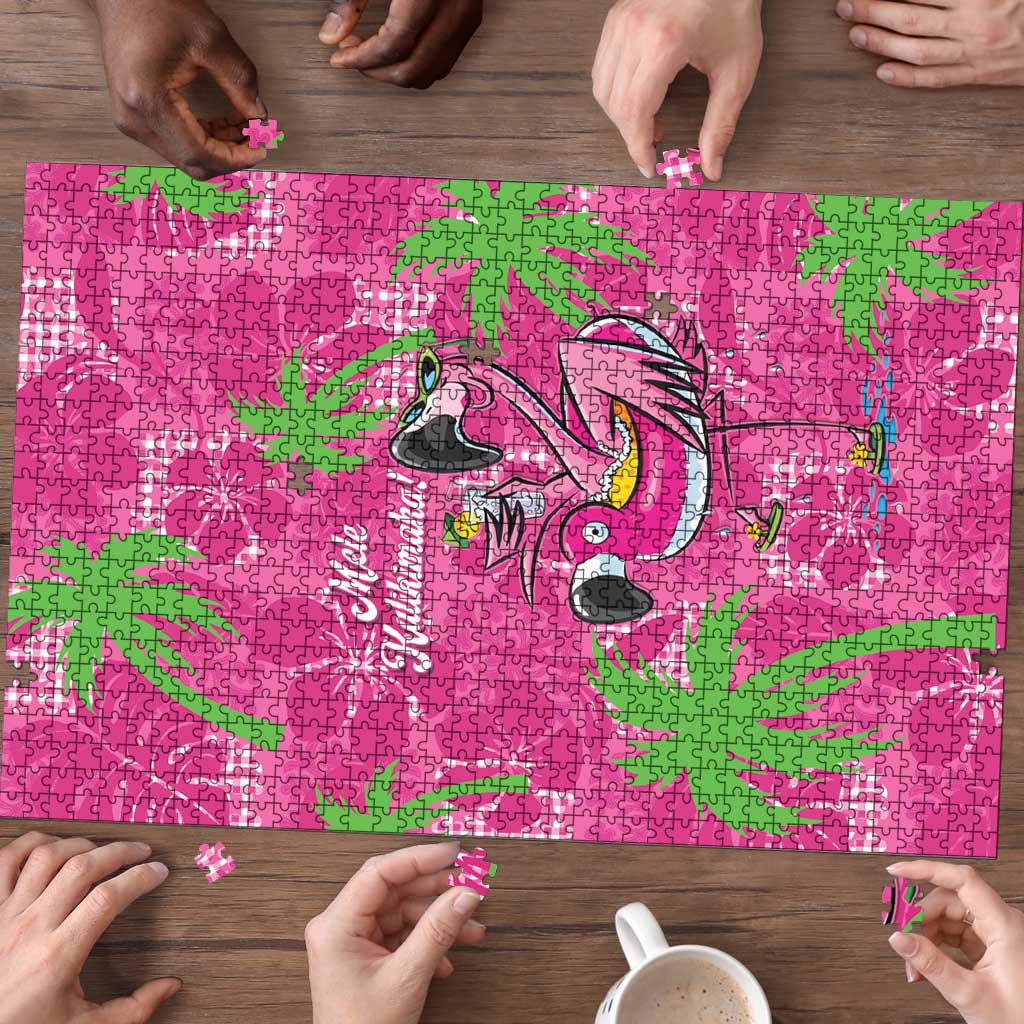 Aloha Hawaii Christmas Puzzle Mele Kalikimaka Chill Flamingo Palaka Quilt Motifs LT14 - Polynesian Pride