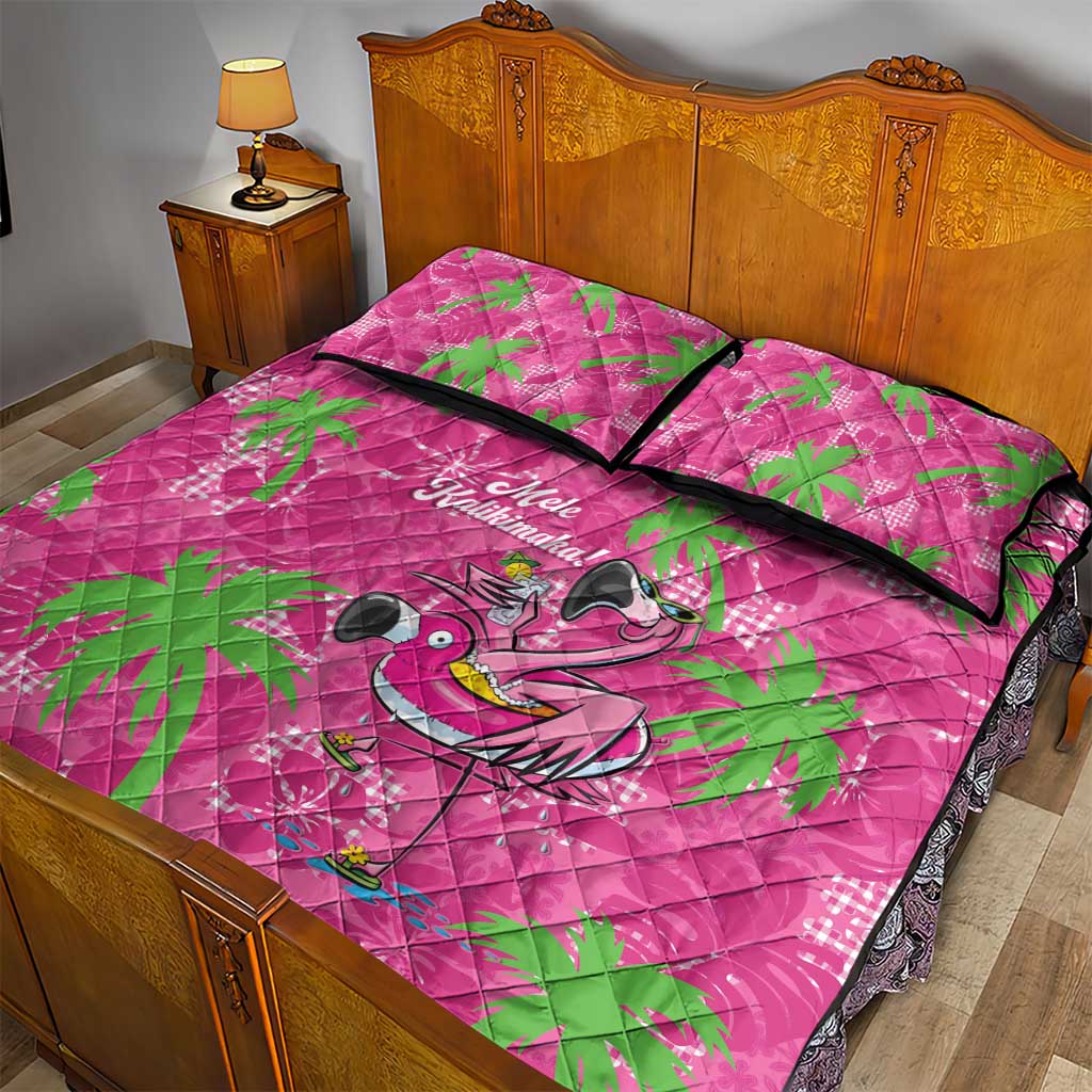 Aloha Hawaii Christmas Quilt Bed Set Mele Kalikimaka Chill Flamingo Palaka Quilt Motifs LT14 - Polynesian Pride