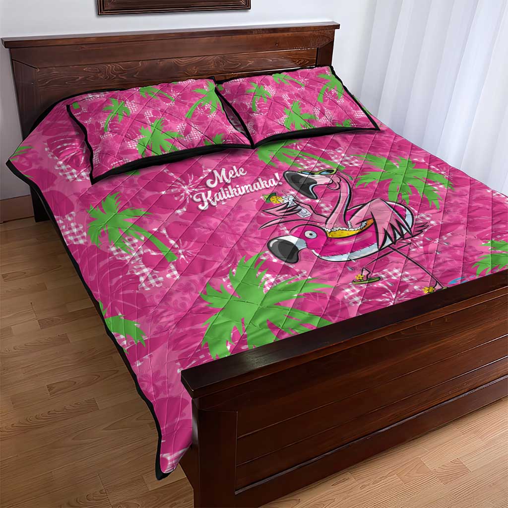 Aloha Hawaii Christmas Quilt Bed Set Mele Kalikimaka Chill Flamingo Palaka Quilt Motifs LT14 - Polynesian Pride