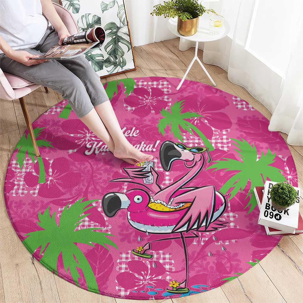 Aloha Hawaii Christmas Round Carpet Mele Kalikimaka Chill Flamingo Palaka Quilt Motifs LT14 - Polynesian Pride