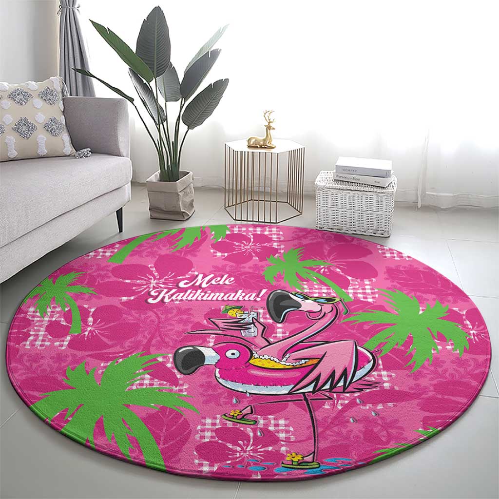 Aloha Hawaii Christmas Round Carpet Mele Kalikimaka Chill Flamingo Palaka Quilt Motifs LT14 - Polynesian Pride