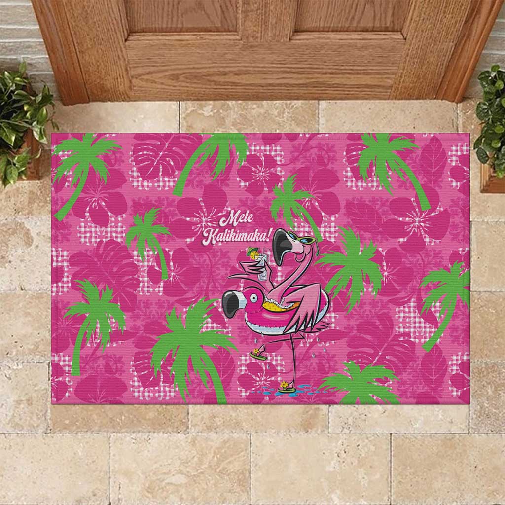 Aloha Hawaii Christmas Rubber Doormat Mele Kalikimaka Chill Flamingo Palaka Quilt Motifs LT14 Pink - Polynesian Pride