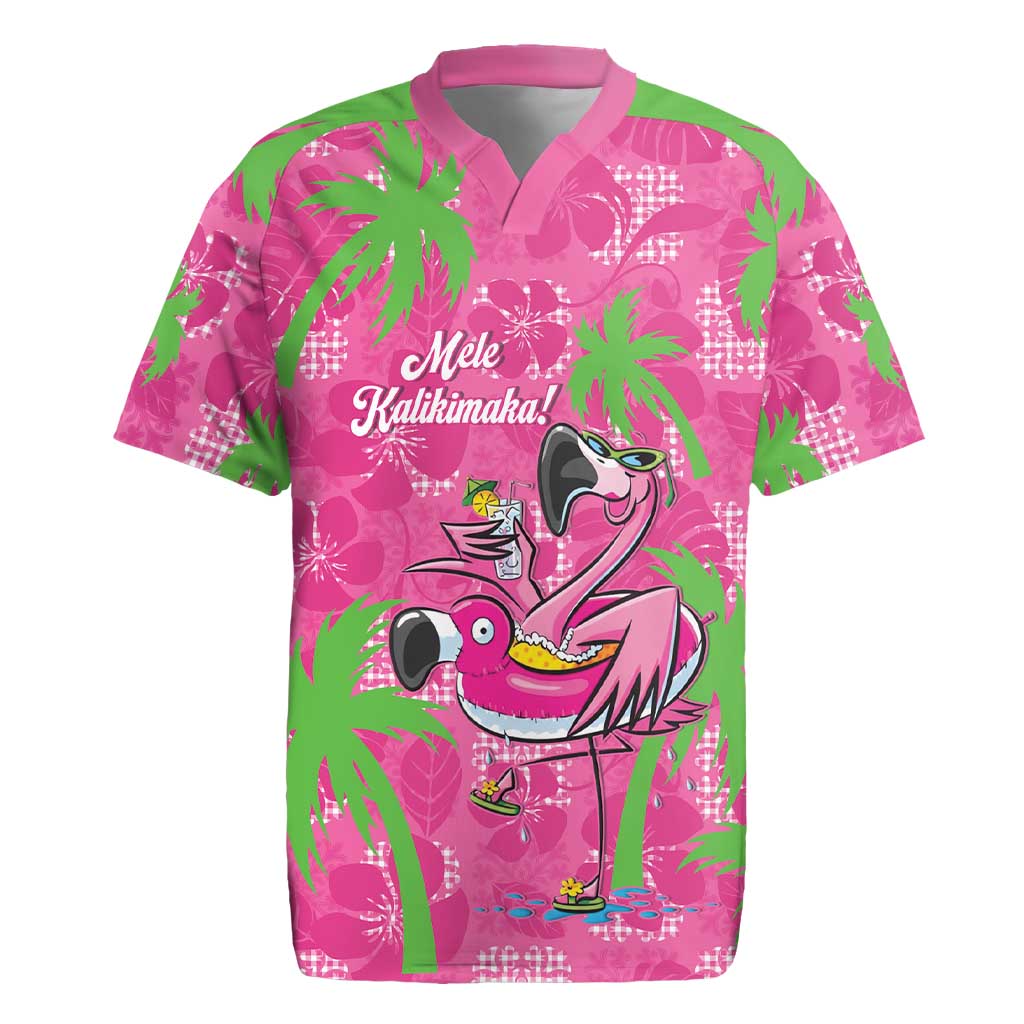 Aloha Hawaii Christmas Rugby Jersey Mele Kalikimaka Chill Flamingo Palaka Quilt Motifs LT14 Pink - Polynesian Pride