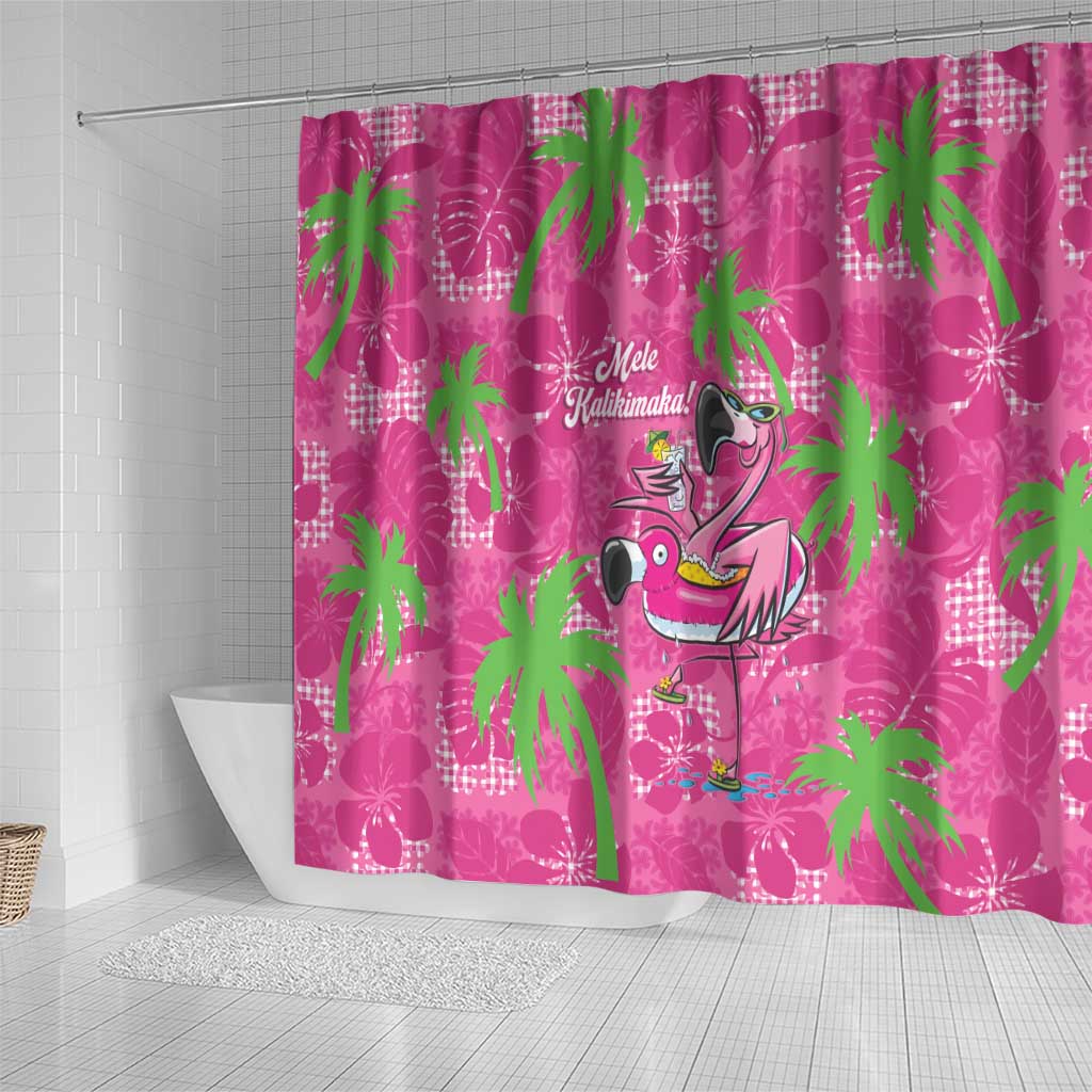 Aloha Hawaii Christmas Shower Curtain Mele Kalikimaka Chill Flamingo Palaka Quilt Motifs LT14 - Polynesian Pride