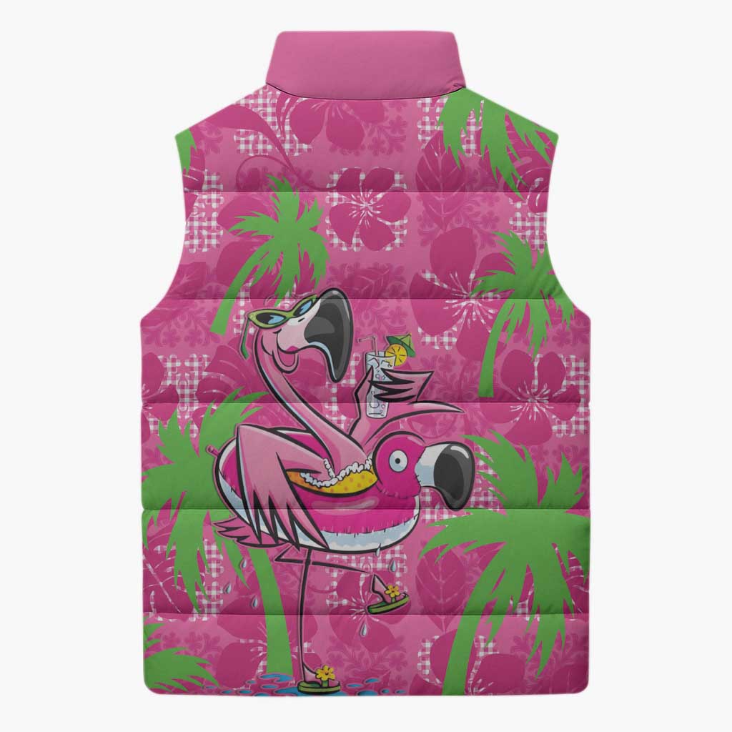 Aloha Hawaii Christmas Sleeveless Puffer Jacket Mele Kalikimaka Chill Flamingo Palaka Quilt Motifs LT14 - Polynesian Pride
