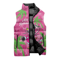 Aloha Hawaii Christmas Sleeveless Puffer Jacket Mele Kalikimaka Chill Flamingo Palaka Quilt Motifs LT14 - Polynesian Pride