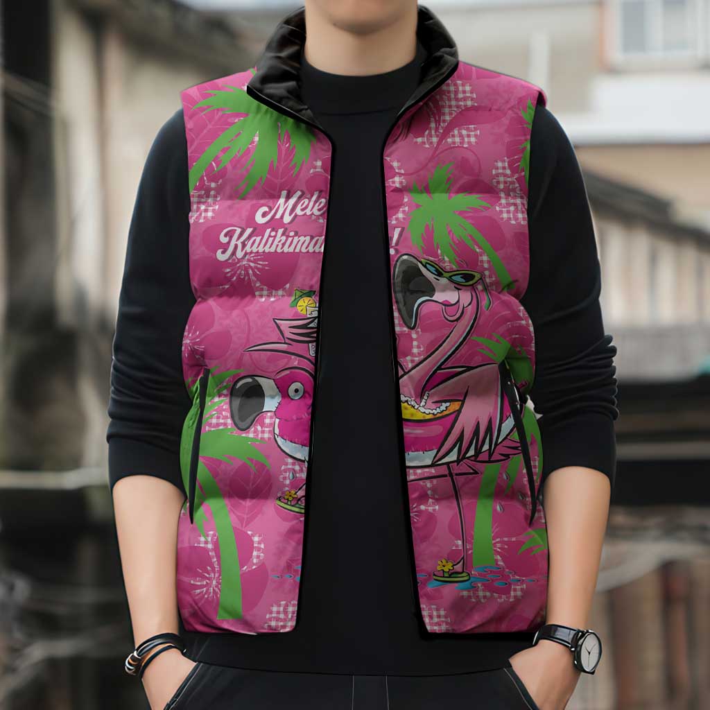 Aloha Hawaii Christmas Sleeveless Puffer Jacket Mele Kalikimaka Chill Flamingo Palaka Quilt Motifs LT14 - Polynesian Pride