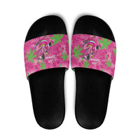 Aloha Hawaii Christmas Slide Sandals Mele Kalikimaka Chill Flamingo Palaka Quilt Motifs LT14 Pink - Polynesian Pride
