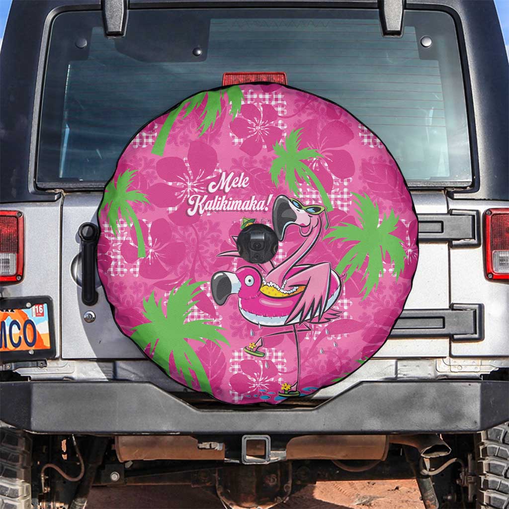 Aloha Hawaii Christmas Spare Tire Cover Mele Kalikimaka Chill Flamingo Palaka Quilt Motifs LT14 Pink - Polynesian Pride