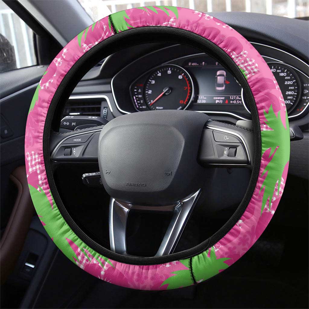 Aloha Hawaii Christmas Steering Wheel Cover Mele Kalikimaka Chill Flamingo Palaka Quilt Motifs LT14 - Polynesian Pride