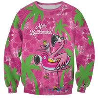 Aloha Hawaii Christmas Sweatshirt Mele Kalikimaka Chill Flamingo Palaka Quilt Motifs LT14 Unisex Pink - Polynesian Pride