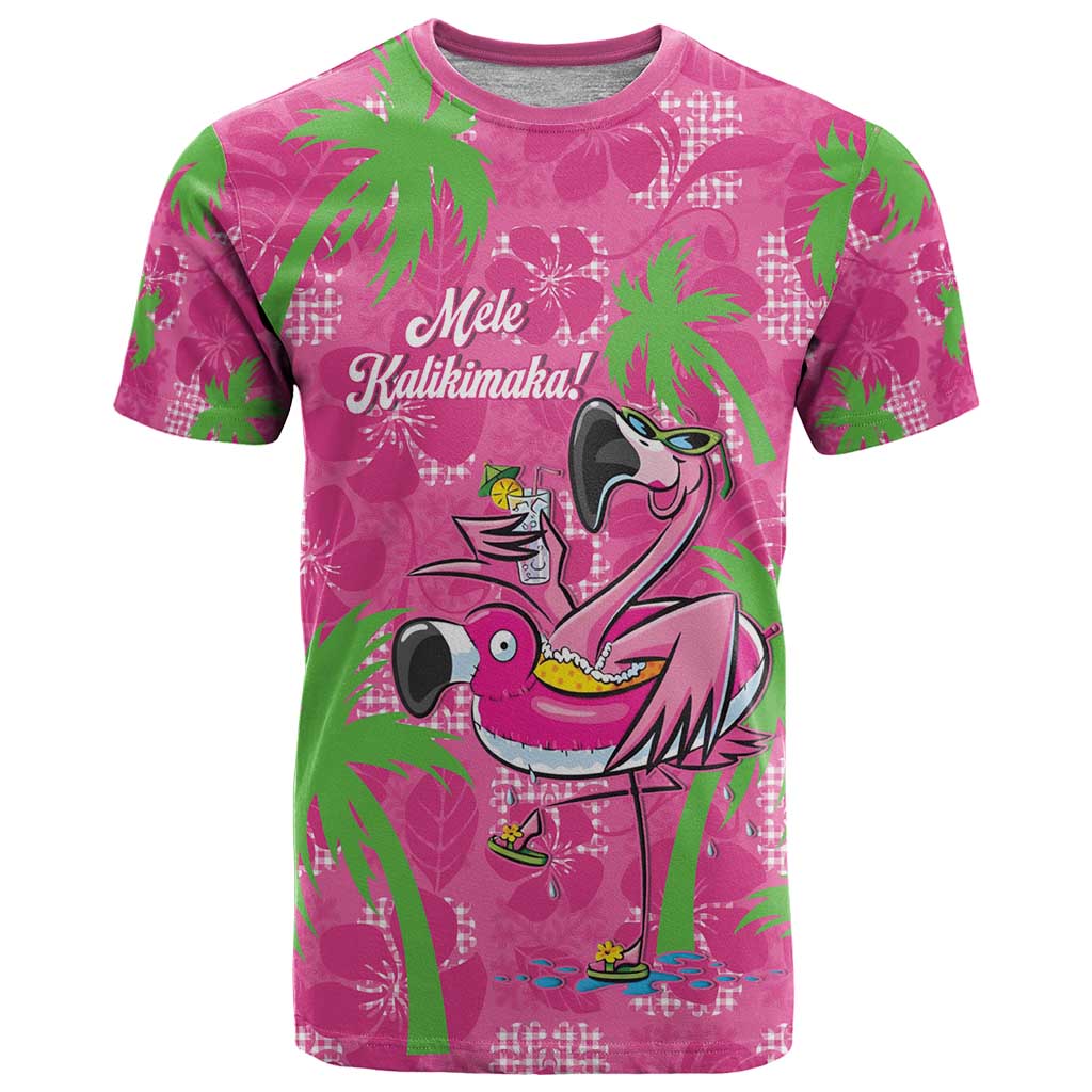 Aloha Hawaii Christmas T Shirt Mele Kalikimaka Chill Flamingo Palaka Quilt Motifs LT14 Pink - Polynesian Pride