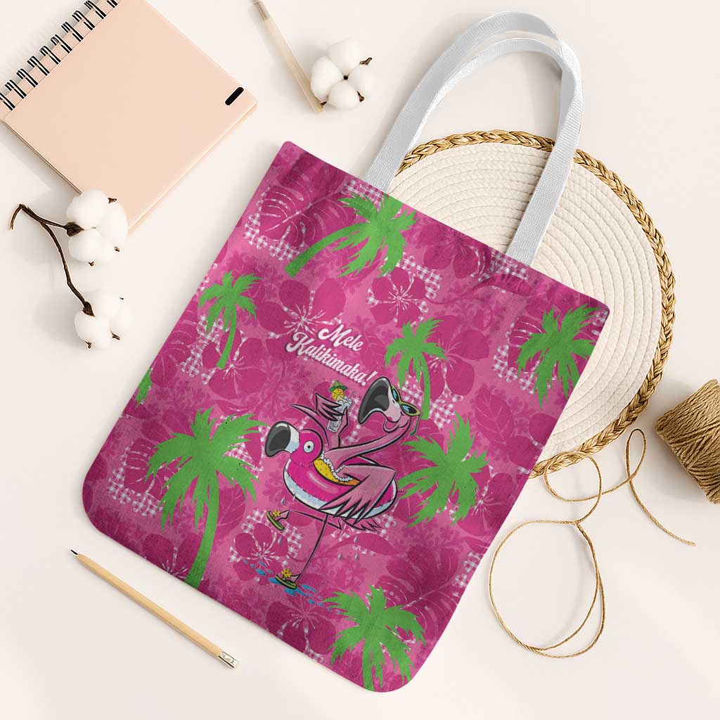 Aloha Hawaii Christmas Tote Bag Mele Kalikimaka Chill Flamingo Palaka Quilt Motifs LT14 White Strap One Size Pink - Polynesian Pride
