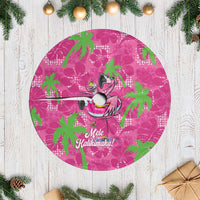 Aloha Hawaii Christmas Tree Skirt Mele Kalikimaka Chill Flamingo Palaka Quilt Motifs LT14 Casual Pink - Polynesian Pride