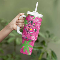 Aloha Hawaii Christmas Tumbler With Handle Mele Kalikimaka Chill Flamingo Palaka Quilt Motifs LT14 - Polynesian Pride