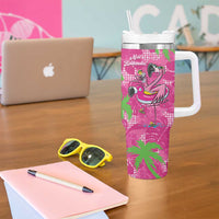 Aloha Hawaii Christmas Tumbler With Handle Mele Kalikimaka Chill Flamingo Palaka Quilt Motifs LT14 - Polynesian Pride