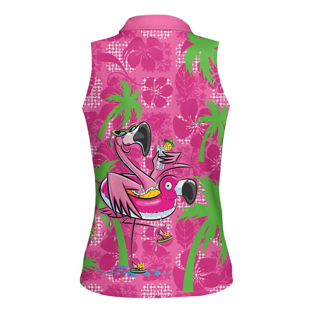 Aloha Hawaii Christmas Women Sleeveless Polo Shirt Mele Kalikimaka Chill Flamingo Palaka Quilt Motifs LT14 - Polynesian Pride