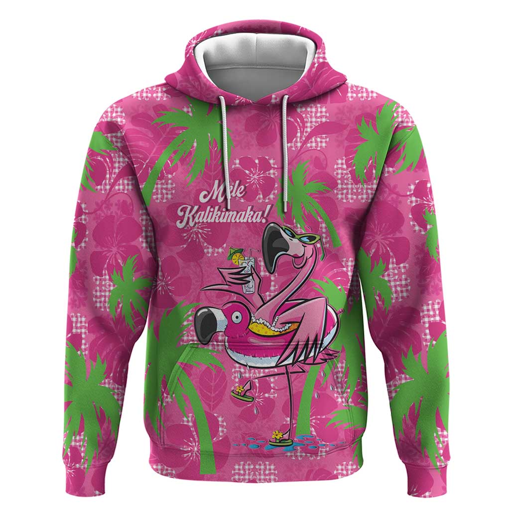 Aloha Hawaii Christmas Zip Hoodie Mele Kalikimaka Chill Flamingo Palaka Quilt Motifs LT14 Pullover Hoodie Pink - Polynesian Pride