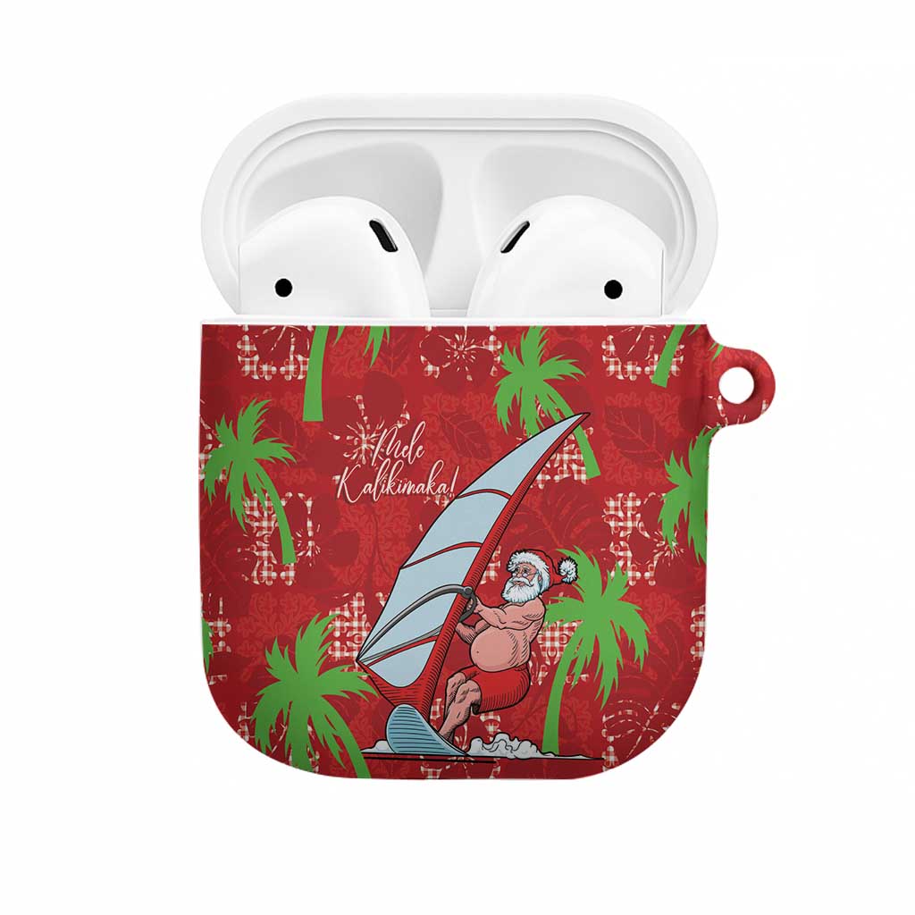 Aloha Hawaii Christmas AirPods Case Mele Kalikimaka Windsurfing Santa Palaka Quilt Motifs LT14 Red - Polynesian Pride