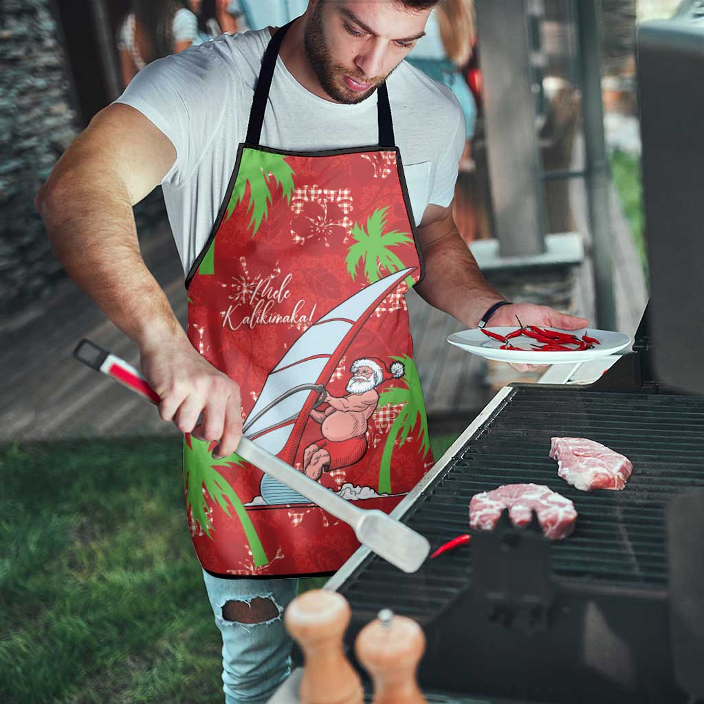 Aloha Hawaii Christmas Apron Mele Kalikimaka Windsurfing Santa Palaka Quilt Motifs - Polynesian Pride