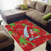 Aloha Hawaii Christmas Area Rug Mele Kalikimaka Windsurfing Santa Palaka Quilt Motifs LT14 - Polynesian Pride