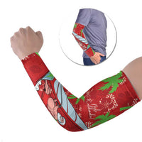 Aloha Hawaii Christmas Arm Sleeves Mele Kalikimaka Windsurfing Santa Palaka Quilt Motifs LT14 Set of 2 Red - Polynesian Pride