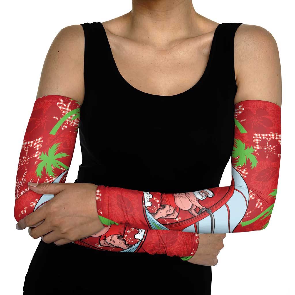 Aloha Hawaii Christmas Arm Sleeves Mele Kalikimaka Windsurfing Santa Palaka Quilt Motifs LT14 - Polynesian Pride