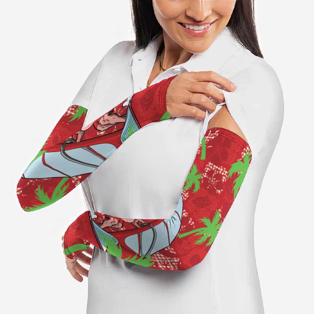 Aloha Hawaii Christmas Arm Sleeves Mele Kalikimaka Windsurfing Santa Palaka Quilt Motifs LT14 - Polynesian Pride